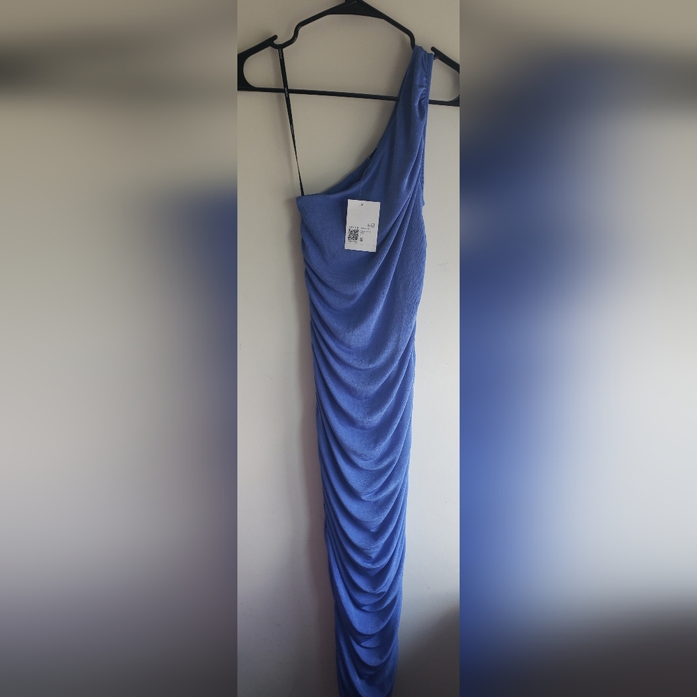 Blue Periwinkle Asymmetrical One Shoulder Bodycon Dress